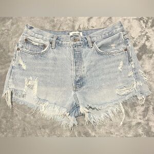 Agolde Light Blue Frayed Distressed Vintage Parker Denim Shorts Size 28